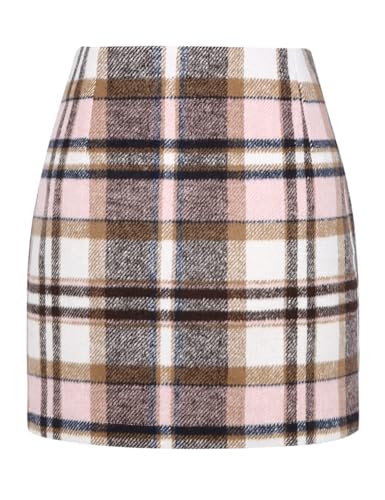 Image of IDEALSANXUN Womens High Waist Plaid Skirt Bodycon Pencil Wool Mini Skirts