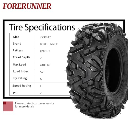 Image of FORERUNNER 27x9-12 ATV Tires, All Terrain ATLAS (Pack of 2, Tubeless) | FORERUNNER 6PR 27x9-12 ATV UTV Trail Sand Mud Off-Road Tires