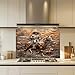 Tempered Glass Backsplash for Kitchen, Cowboy and Dog Glass Backsplash, Copper Look Backsplash for Kitchen Wall, Rustic Kitchen Backsplash, Easy to Install Stove Backsplash