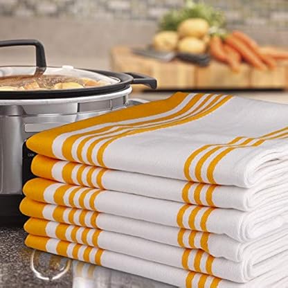 Urban Villa Trendy Stripes Küchentücher, Geschirrtücher aus 100% Baumwolle, (Größe: 51X76 CMS) Gelb/Weiß… – Bild 5