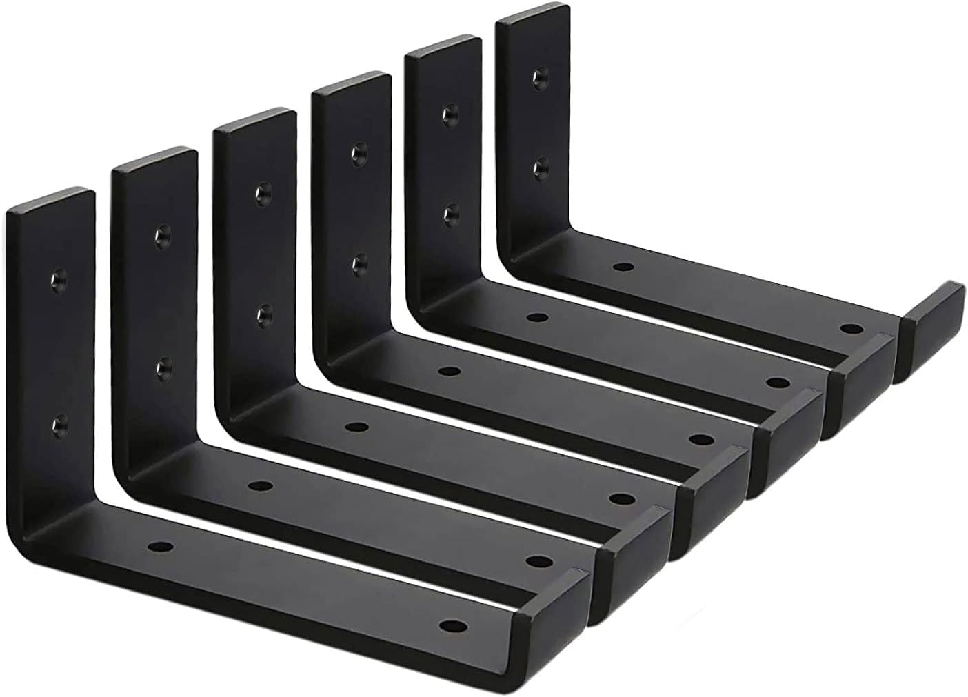 Unique Lifestyle Heavy Duty Metal Shelf Brackets, Black, L-Shape, 90-Degree Angle, 100 lbs Capacity, Set of 6, for Open Shelving Shelves Support (6"x4"/15cm x 10cm)-image-9