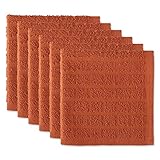 DII Basic Terry Collection Solid Windowpane Dishcloth Set, 12x12, Spice, 6 Piece