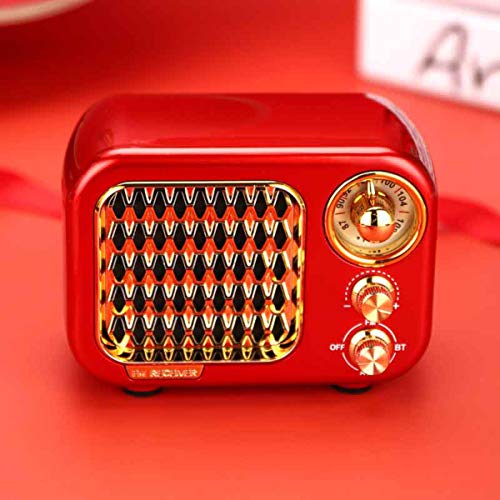 Retro Bluetooth Speaker Red Vintage Style with FM Radio Strong Bass Enhancement Loud Volume AUX TF Card MP3 Player