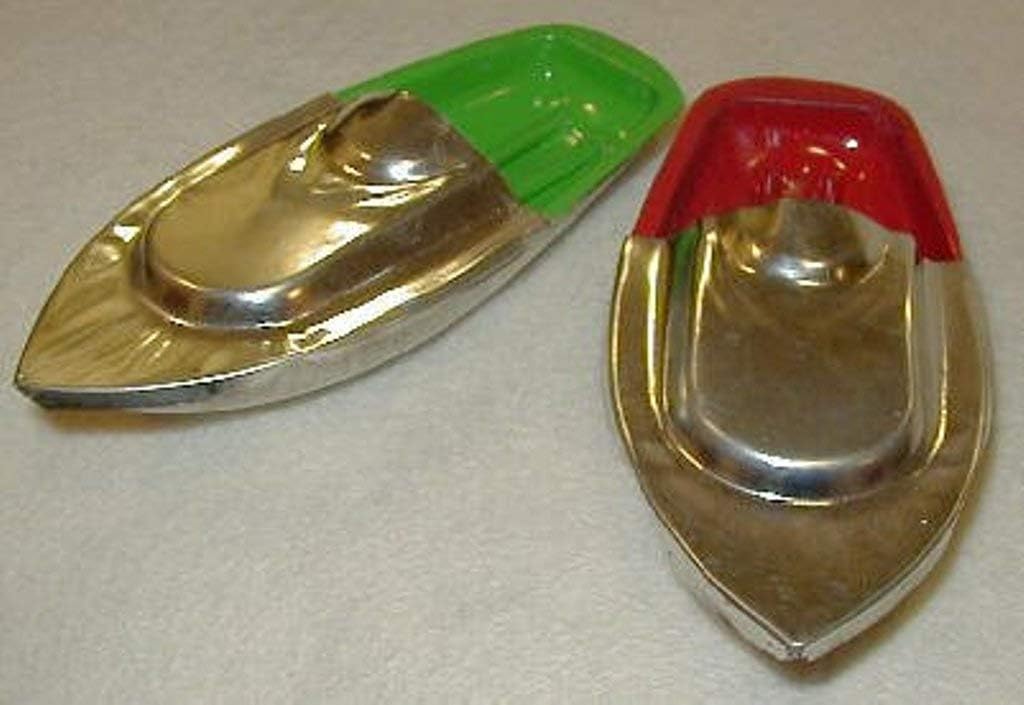 Set Of 2 Fun Steam Powered Tin Toy Boat Nav Pop Put Putt Candle Powered Fuel Flame With Free Dropper And Extra Candle