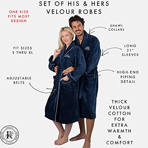 His and Hers Robes Gift Set | Set of 2 His and Her Velour Robes for Couples |Includes a Gift Box2
