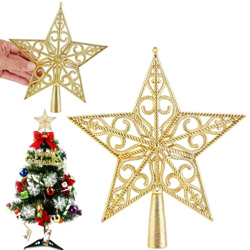 Christbaumspitze Stern Gold - 20cm Weihnachtsbaum Stern Spitze Gold im...