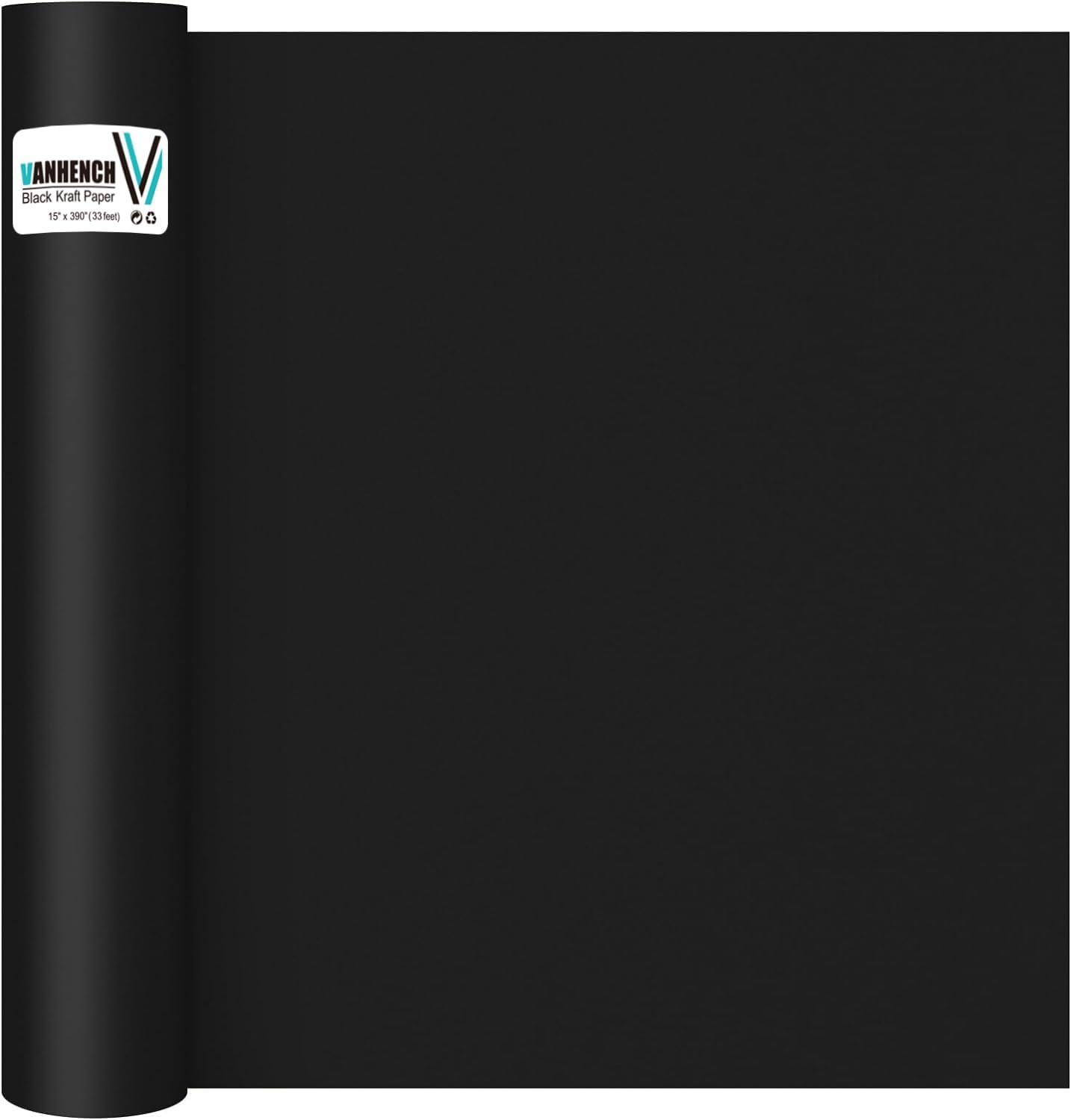 Black Wrapping Paper 15" x 390", Craft Kraft Paper Black