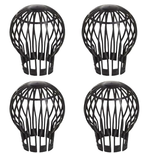 OrionMart Plastic Gutter Guards Downpipe Adjustable Black Filters - 4 Pcs Flexible Protectors Drainpipe Covers to Stops Leaves Debris Moss Mud - Prevent Drain Blockages