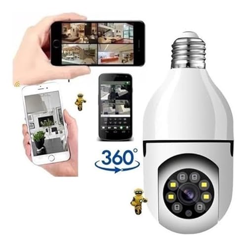 Kit 2 Câmera Segurança Wifi 360 Lâmpada Prova Dágua Giratória Visão Noturna Infravermelho - Camera d