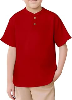 Camiseta Henley para niños, cuello alto, tira de botones, manga corta, monocolor, camiseta básica, camiseta de playa, camiseta transpirable, ropa de guardería, camiseta escolar para niños