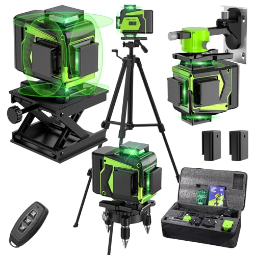 Niveau Laser Chantier Autonivelant 360° x 4 Avec trépied, Lazer Niveaux 4D 16 Lignes Laser, Mode Impulsion ExtéRieur, 2 x Batterie, Nivellement Automatique,...