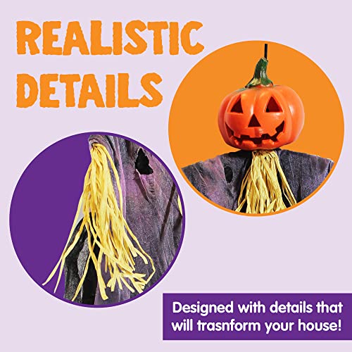 Image of JOYIN 3 Pack 35 inch Hanging Ghosts Witch Pumpkin Decor Hanging Halloween Decorations Outdoor Halloween Decor, Scary Flying Witch Grim Reapers Haunted House Front Porch Decor Yard Garden Lawn Party