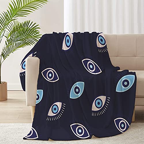 RICKYOUNG Evil Eye Pattern Fleece Flannel Lightweight Blankets Plush Microfiber Bedding Throw Blanket for Couch and Bed 50"x40" for Kids