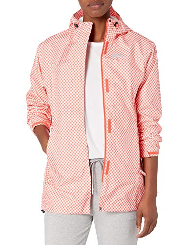 Helly Hansen Women's Bellevue Hooded Lightweight Packable Waterpoof Breathable Raincoat Jacket, 239 Sorbet Checks, Large