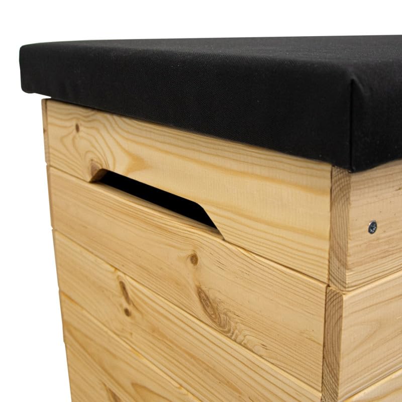 4iQ PINEBOX Kleine Holzkiste 39×100×47 cm – 200L, gepolsterte Aufbewahrungsbox aus Holz