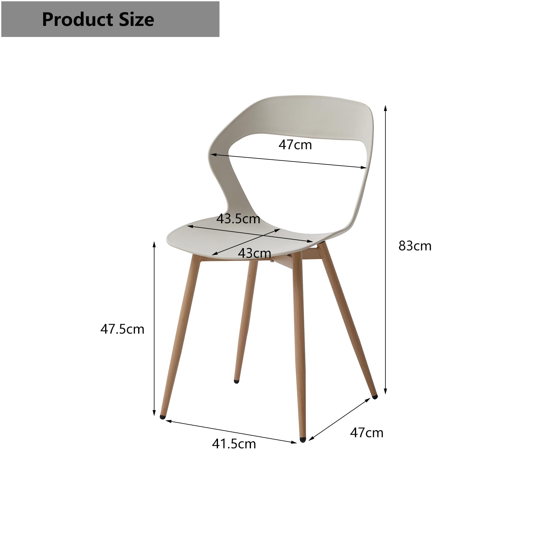 GrandCA HOME 4er-Set Esszimmerstühle oder Bürostuhl mit Metallbeinen, Küchenstühle für Wohnzimmer, Esszimmer, Besprechungszimmer,Beige+Eiche