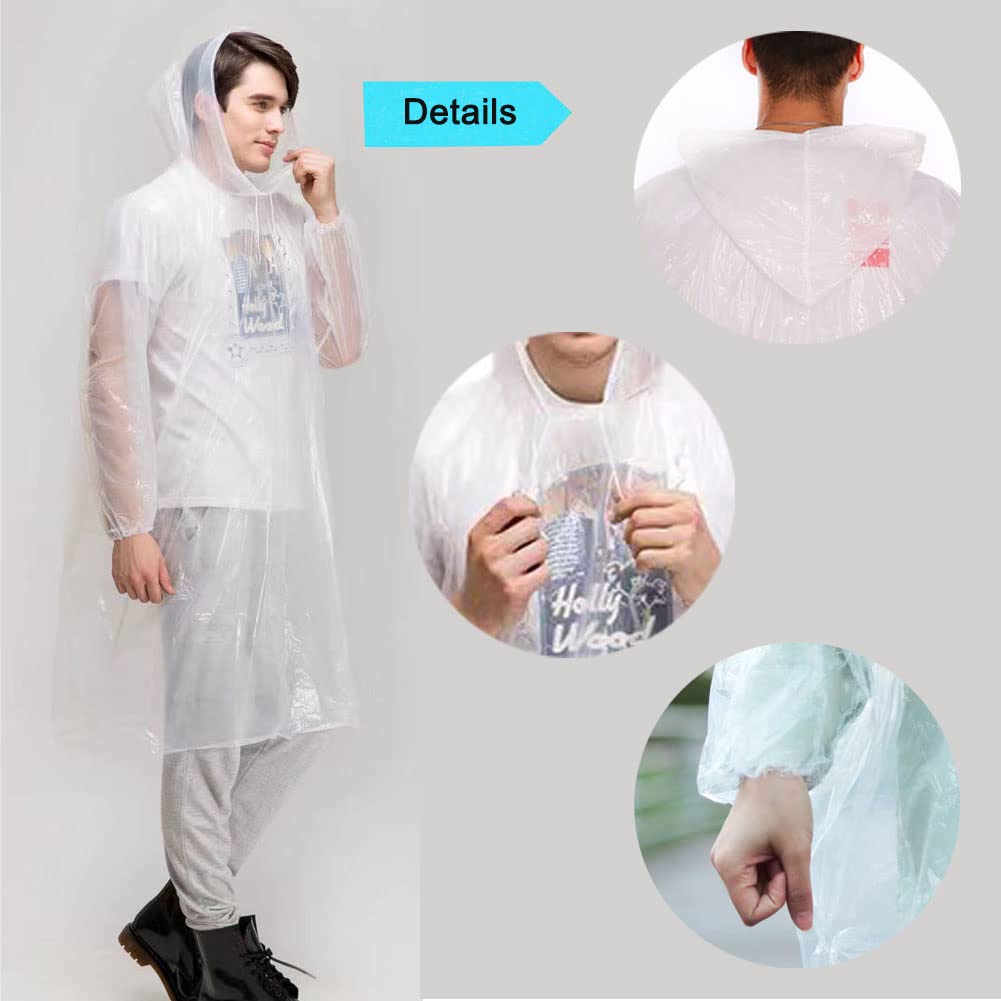 Set 100 Poncho Antipioggia Relaxdays - Impermeabili Monouso, Con Cappuccio, Blu, Unisex