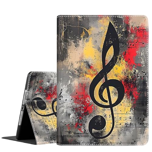 Étui pour iPad 9.7 pouces slim et pliable avec veille auto motif notes dorées