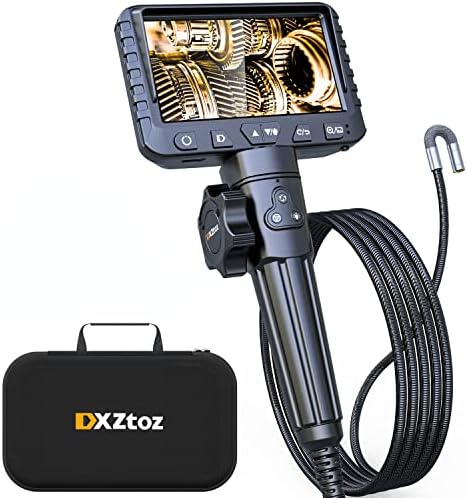 Two-Way Articulating Borescope, DXZtoz Industrial Endoscope with 0.33in Articulated Snake Camera, Video Inspection Scope with Light for Automotive Aircraft Mechanics- 5.5FT