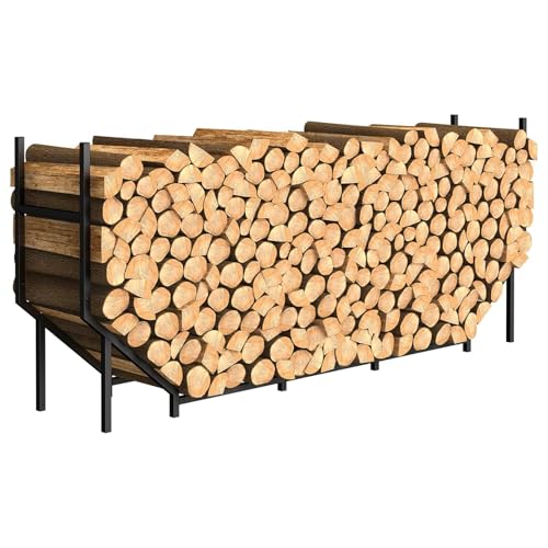 Ebeneze 5.9ft Firewood Rack Holder, Outdoor Indoor Heavy Duty Metal Wood Stand, Adjustable Stacker...