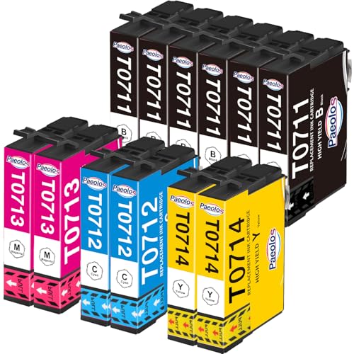 Paeolos T0715 Multipack Cartouche pour Epson T0711 T0712 T0713 T0714 To715 pour Epson Stylus SX218 SX400 SX205 SX105 DX8450 SX115 SX110 SX510W SX415 SX515W...