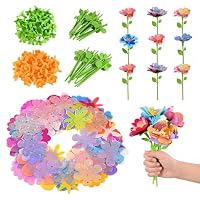 BlueSwan Nachfüllsets für Blumenpresse Set, mit 108 Blüten & 36 Haltern, Geschenk Mädchen, Bastelset Kinder ab 4 5 6 7 8 9 10 11 12 Jahre, DIY Blumenstrauß, Blumen Basteln, Geburtstag Spielzeug