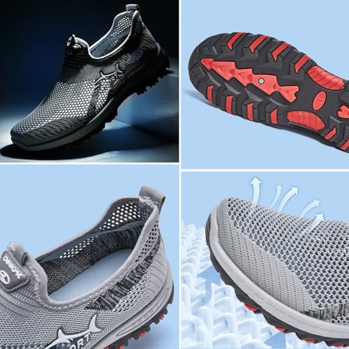 Jarv Cooling Comfort Sneaker, Atlacoast Shoes for Men, Summer Breathable Mesh Non-Slip Lightweight Slip-On Walking Shoes, Comfort for All-Day Wear(Black,US 10.5)2