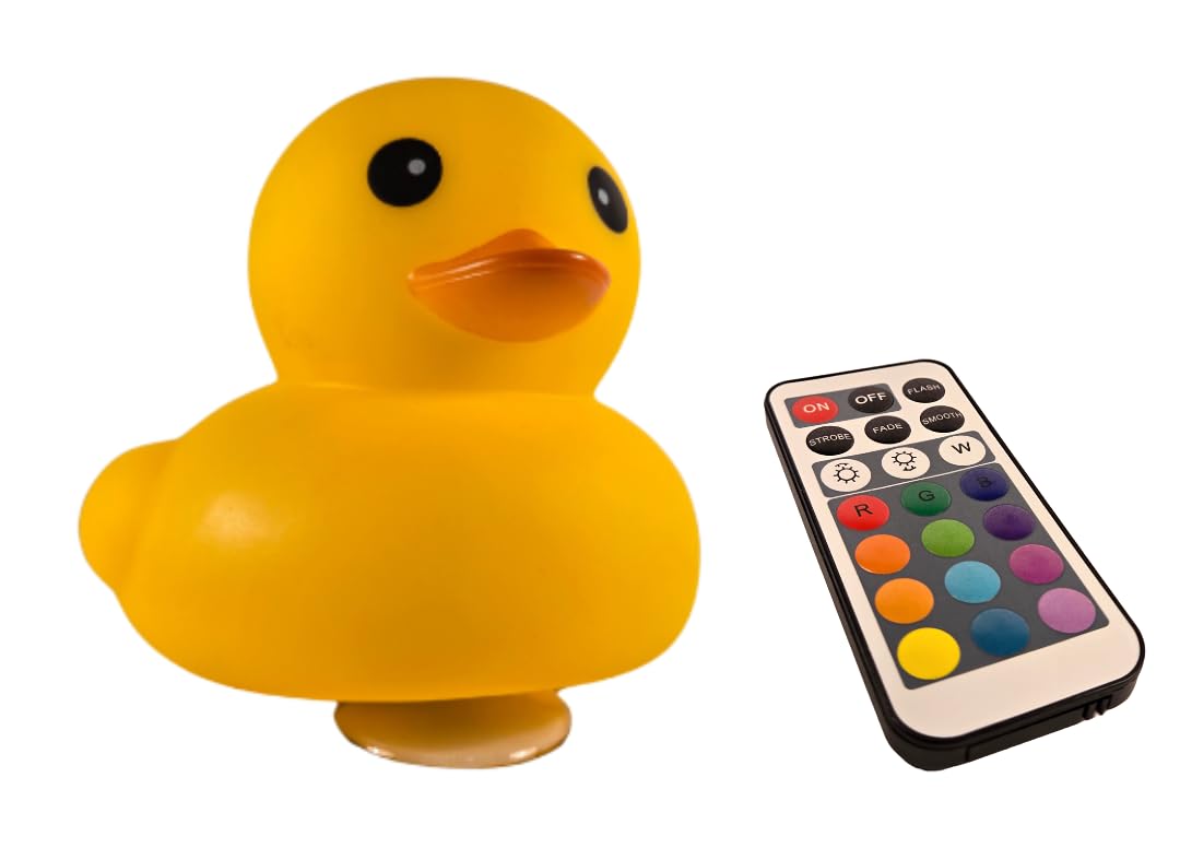 DuqDuq Rubber Duck LED Light for Paddle Boards, Kayaks, Canoes, Bicycles. Remotely Controlled, Waterproof, with Suction Cup Mount.