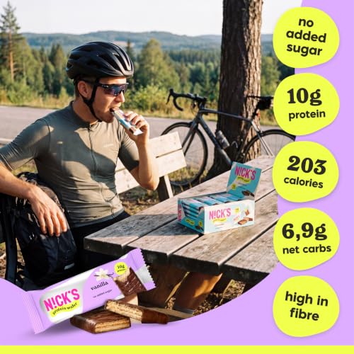 N!CK'S Protein Wafer Bar Vanilla| 25% Protein (10g) 203 Calories | Low Carb Cookie Bar Snack with No Added Sugar, Gluten Free (24 bars x 40g) - image 3