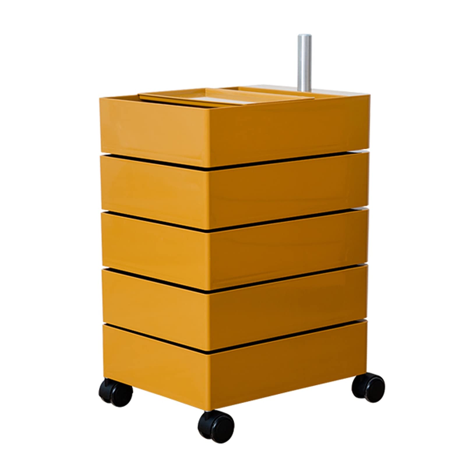 Table de chevet avec 5 tiroirs rotatifs : fini le désordre, meuble mobile