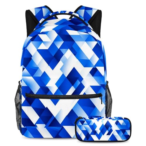 Sac à dos polyvalent bleu 2 pièces avec grand cartable artistique 107 motif drapeau