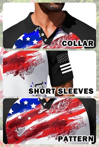 Camiseta Polo de Aniversario USA 250 Años para Hombre Camiseta con Bandera Americana 4 de Julio Patriótica Top de Golf miniatura 6