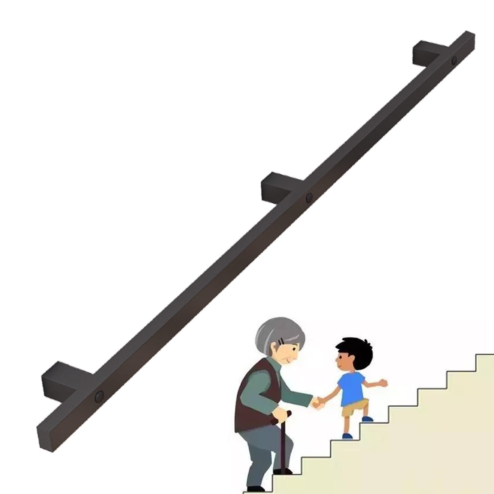 Fkxsxaz 8Ft 12Ft 14Ft 16Ft Stair Handrail Industrial Loft Pipe Hand Railings Foot Rails Grab Bar Staircases Banister Rail Kit With Safety Wall Support For Steps Stairs Porch Deck(18Ft/540C