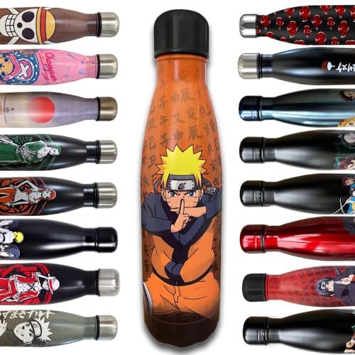 LYO Hômadict Naruto Garrafa isotérmica Naruto Naruto Shippuden – Garrafa de aço inoxidável reutilizável Naruto Shippuden Manutenção quente e fria 12 horas, para desporto, viagens, diário, 500 ml, BPA