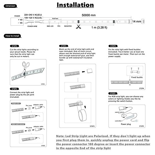Image of White Color LED Strip Light, AC 110-120V Flexible /Waterproof /Multi-Modes Function /Dimmable SMD5050 LED Rope Light with Remote for Home /Office /Building Decoration (98.4ft /30m)