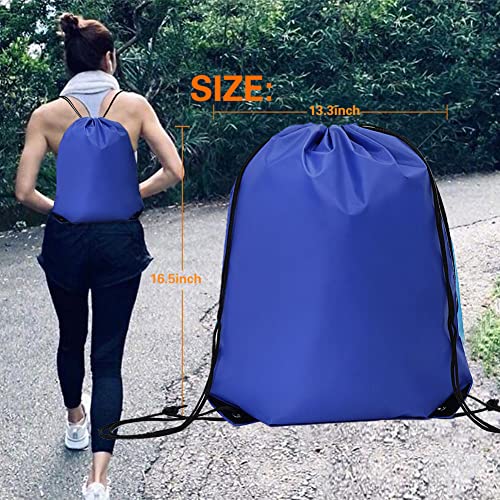 30 Pcs Drawstring Bags Bulk, Polyester Draw String Bags, Gym Sports Cinch Bag Drawstring Backpack For Women Men, Royal Blue #TOP4