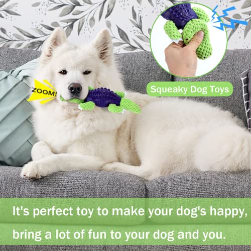 Treat Dispensing Dog Toys, Squeaky Dog Toys For Aggressive Chewers,Interactive Durable Plush Dog Toys, Natural Rubber Dog Chew Toys For Puppy Small Medium Dogs Teething Clean（Crocodile） #TOP3