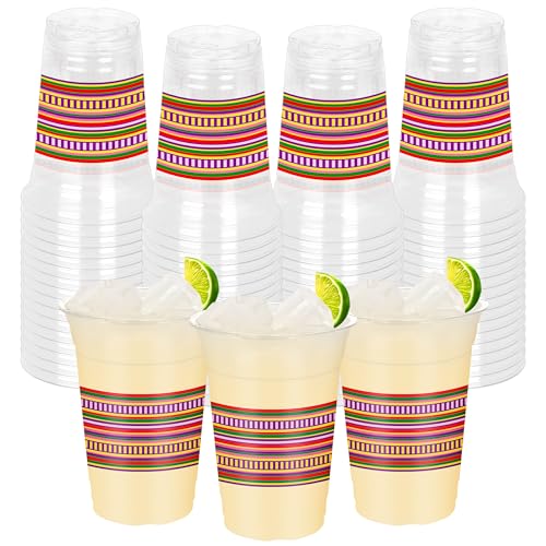 50 PCS Cinco De Mayo Decorations 14 OZ Cinco De Mayo Cups Neno Design Plastic Plastic Disposable Cups Mexican Cups Fiesta Party Decorations Mexican Theme Party Decor