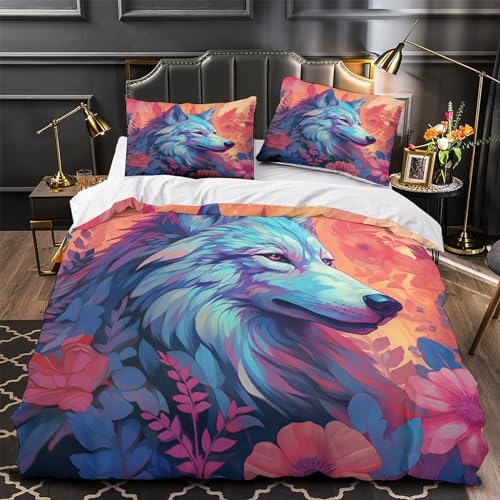 Parure de lit loup 3D housse de couette microfibre 220x240 cm - 4