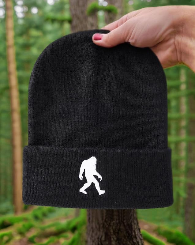 Image of Bigfoot Beanie for Men - Sasquatch Hat Winter Knit Cuffed Beanie for Women - Bigfoot Gifts for Christmas & New Year