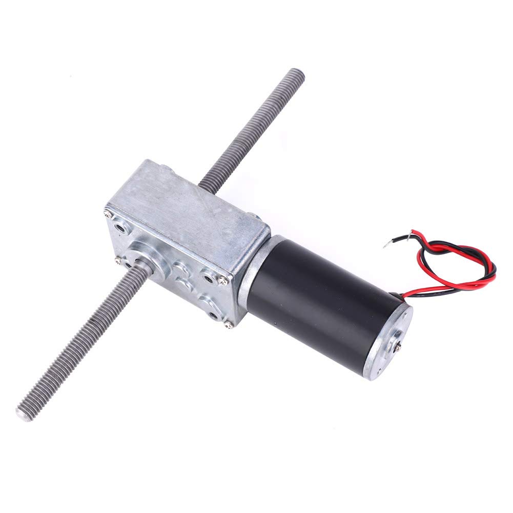 12V Getriebemotor mit hohem Drehmoment, M8 Doppelwellen Schneckengetriebemotor, doppelter rechter Untersetzungsmotor, zwei gerade Zähne(Reduction Ratio 670)