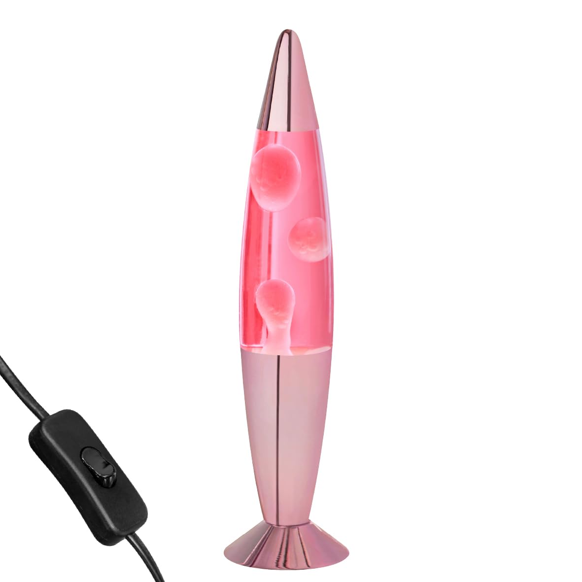 Global Gizmos Pink 48879 16" Pastel Lava Lamp/Rose Gold Chrome Base/Retro Nostalgia/Relaxing Mood Light/Decorative Illumination