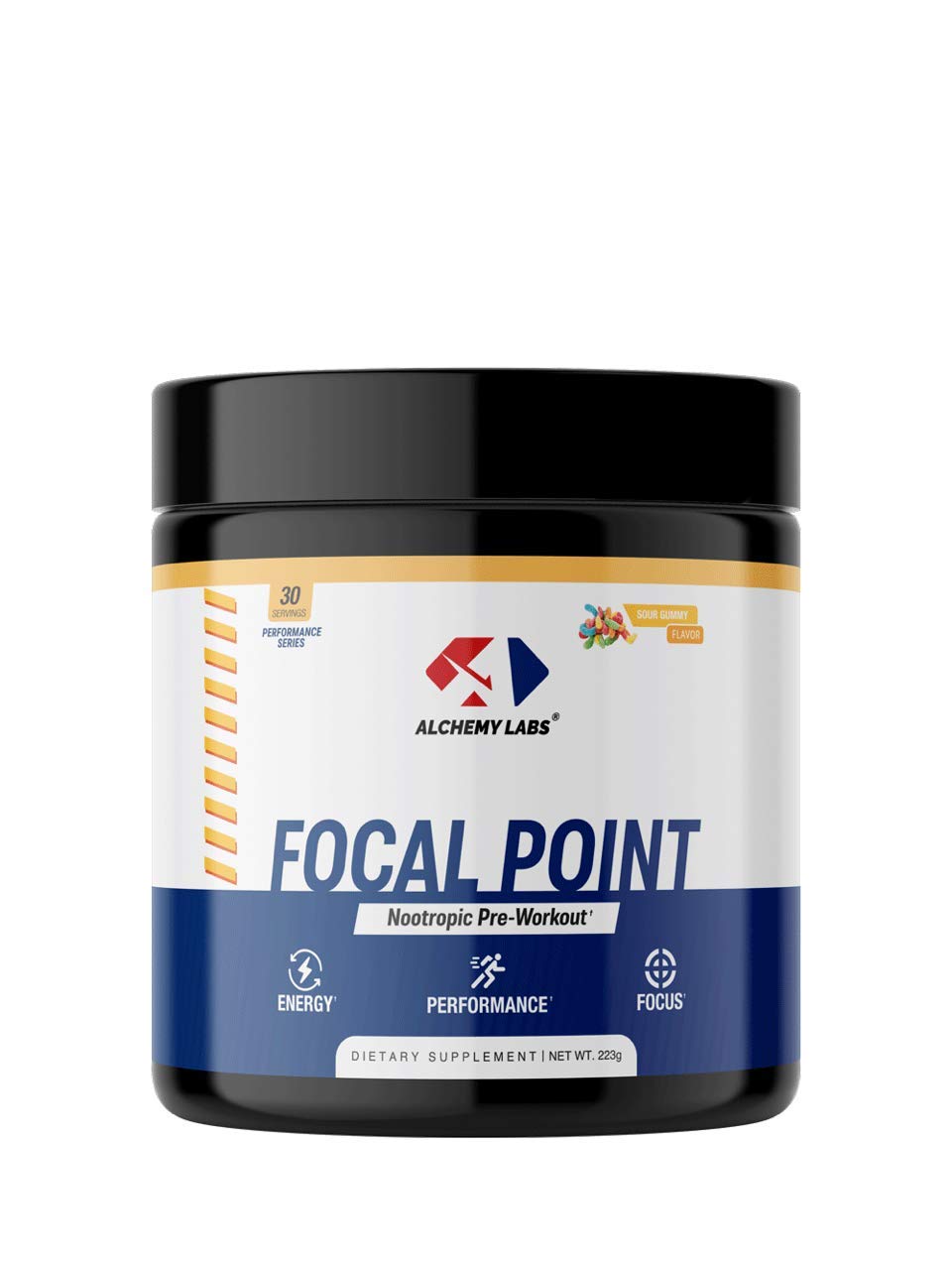 Focal Point - Gaming Supplement, Nootropic Brain Booster Supplement - Boost Energy, Focus, Concentration & Mental Clarity - Lions Mane, Huperzine A, Theacrine, Alpha GPC - 30 Servings, Sour Gummy