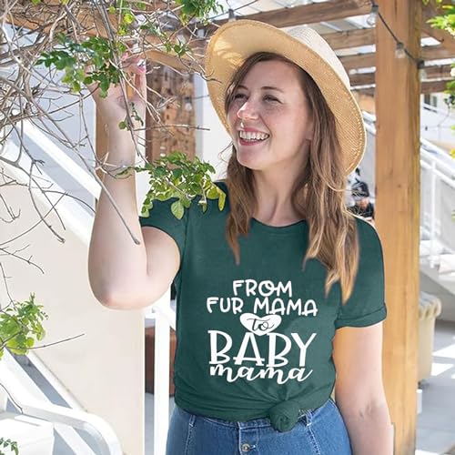 Yuyueyue From Fur Mama To Baby Mama T Shirt Women Pregnancy Announcement Shirt Letter Print Cute Top Blouse  thumb #5