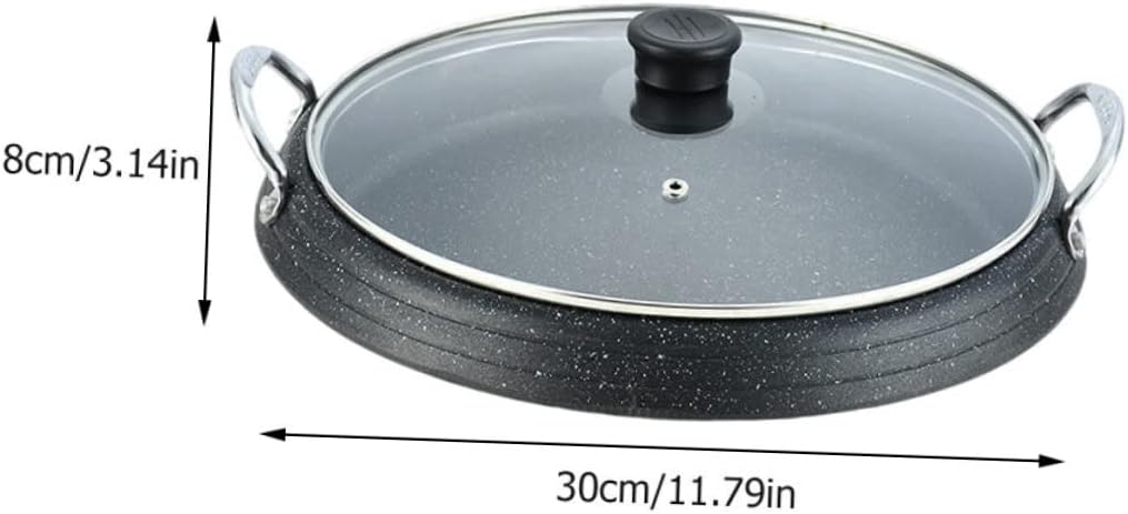 Non Stick Korean Bbq Grill Pan Round Roast Meat Baking Plate Multi Function Barbecue Griddle for Home Indoor Outdoor Cooking