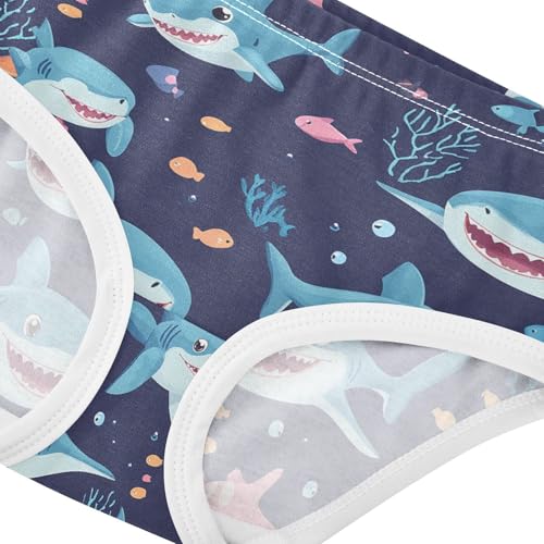 Wusikd Cartoon Sharks Fish Girls' Underwear Cotton Cute Girls Briefs Soft Toddler Underwear 2T4
