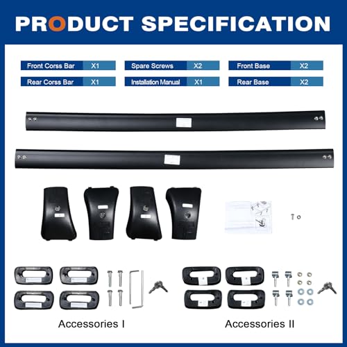 Wonderdriver Lockable Roof Rack Cross Bars 220lb Compatible with 2014-2019 Toyota Highlander XLE Limited & SE & LE Plus & LE with Anti-Theft Metal Heavy Duty Crossbars Black Rooftop Luggage Carrier