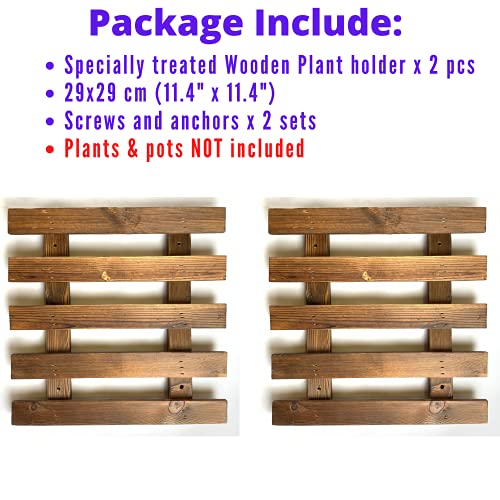 ShopLaLa Wall Planter - 2 Pack Wooden Hanging Succulent Wall Decor, Live Air Plants Orchids Wall Mounted Holder Frame Display for Indoor Outdoor, Living Plant Wall Decor Balcony Garden - Image 3