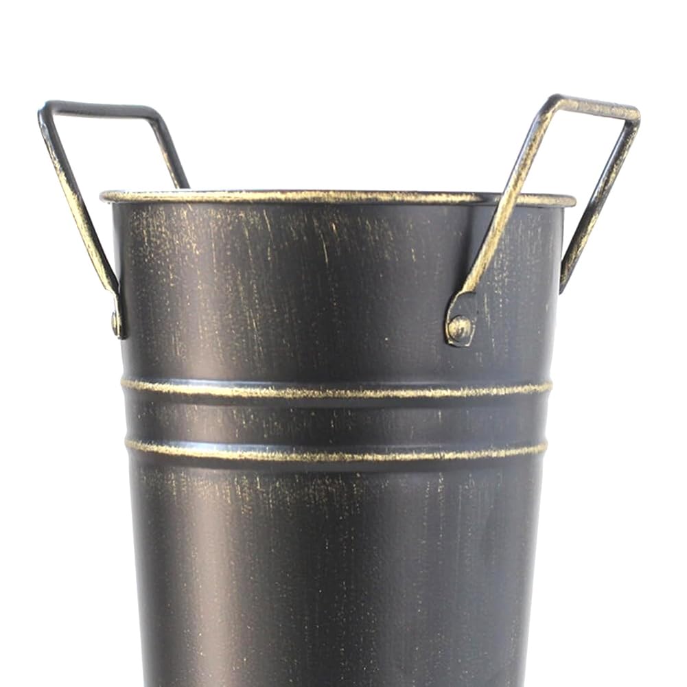 2 paragüeros de metal, soporte para sombrilla independiente, cubo de flores francés, paraguas, cubo, contenedor, bastón, estantería de almacenamiento