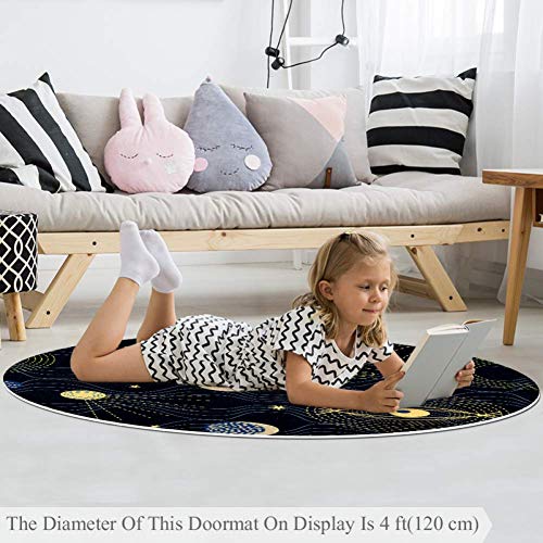 Tapis rond antidérapant et doux de 160cm pour salle de jeux